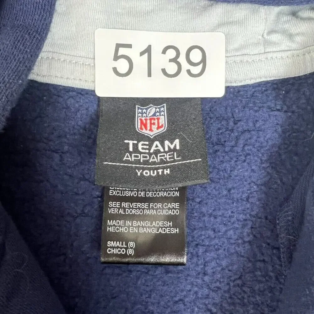 Seattle Seahawks Sweater Youth Small 8 Blue Full Zip Hooded Kangaroo Pockets